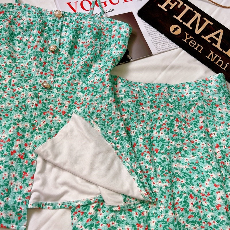 Váy 2 dây hoa nhí dáng dài cổ điển phong cách retro nữ tính FINANCY VT03 | BigBuy360 - bigbuy360.vn