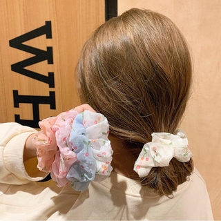  Dây buộc tóc vải scrunchies hoa dễ thương