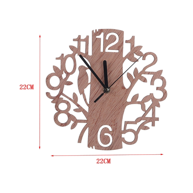 1PC Modern Wooden Tree Wall Clock 3D DIY Clock Home Decor