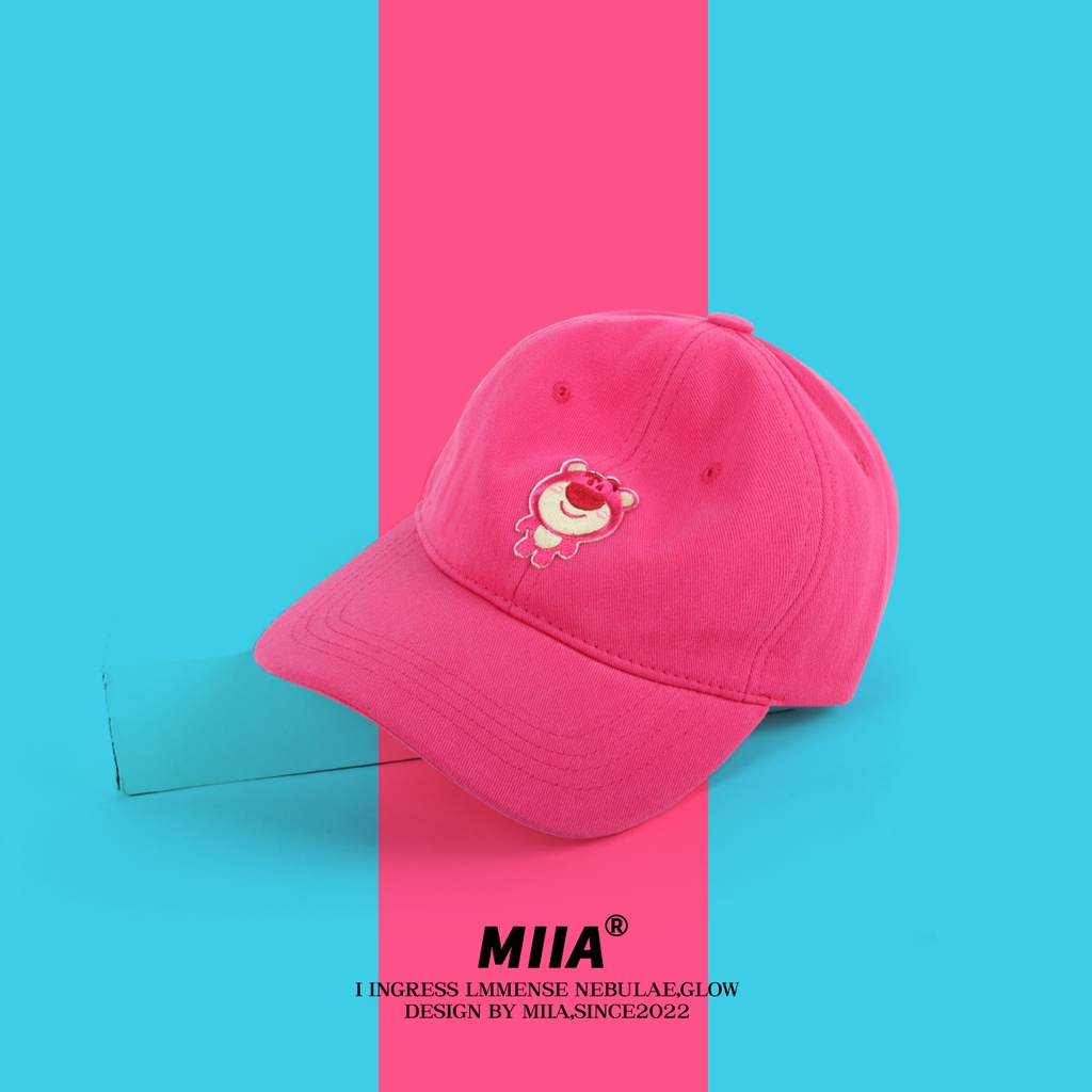 Mũ Lưỡi Trai Che Nắng Chất Liệu Mềm Mại Họa Tiết Chú Gấu Và Dâu Tây Đáng Yêu Thời Trang Mùa Hè Cho Nữ