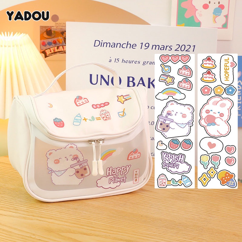 Túi đựng mỹ phẩm YADOU sức chứa lớn đơn giản tùy chọn họa tiết dành cho sinh viên mang theo du lịch