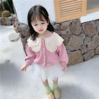 Áo khoác len cổ ren cao cấp cho bé