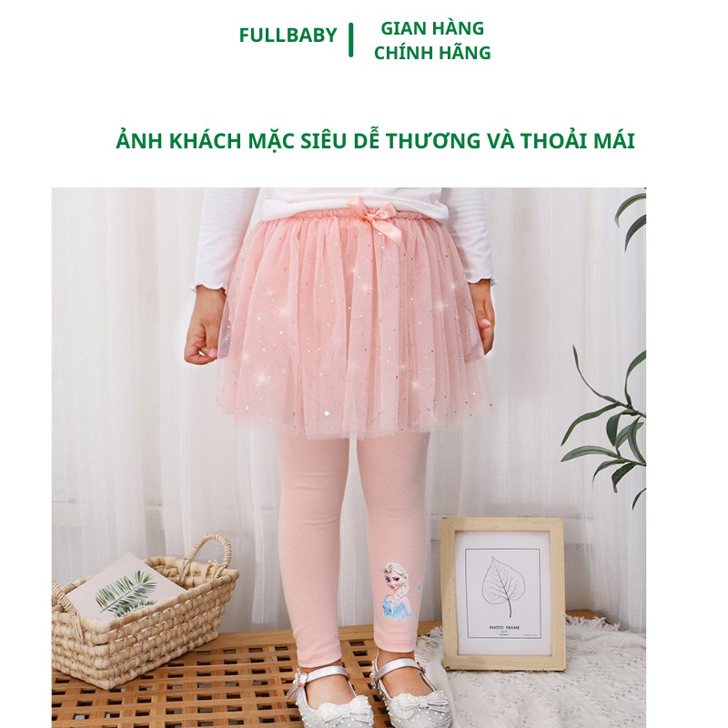 Quần legging liền váy cho bé gái cao cấp chất liệu mềm mại họa tiết elsa đáng yêu