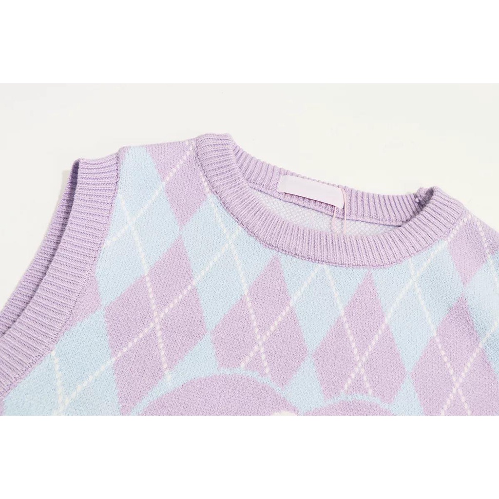 CÓ SẴN Áo gile len thỏ tím pastel siêu xinh