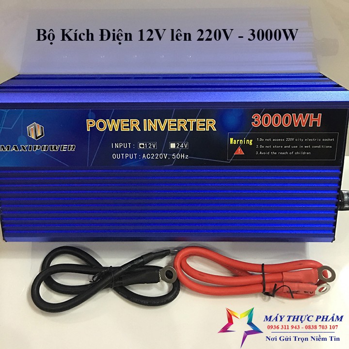 Bộ đổi nguồn Maxipower 3000W, kích điện ac quy 24v Lên 220v