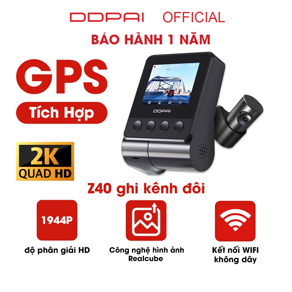 Camera hành trình DDPai Z40 / Màn hình LCD kép 2.4 inch 1944P / Cam sau / Chế độ đỗ xe 24h / Hỗ trợ thẻ nhớ 128Gb