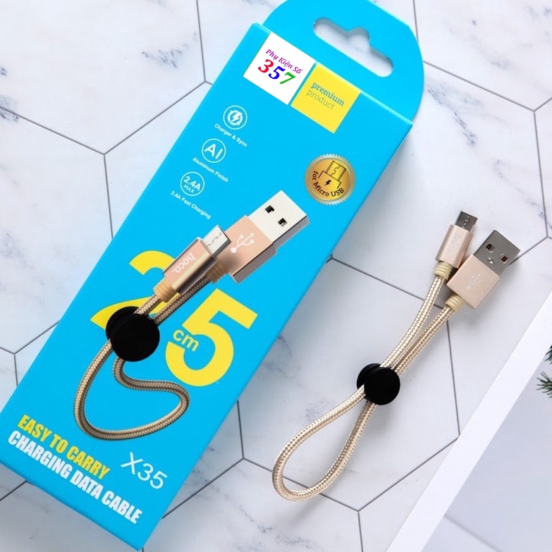 Cáp sạc Hoco X35 dài 25cm sạc nhanh 2.4A cho ios android