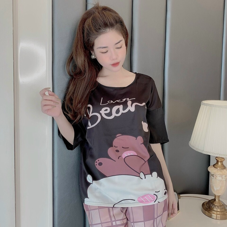 Đồ Bộ Nữ Mặc Nhà Chất Lụa Latin Mềm Nhẹ Mát Không Nhăn Nhàu Phom 45-58kg | BigBuy360 - bigbuy360.vn