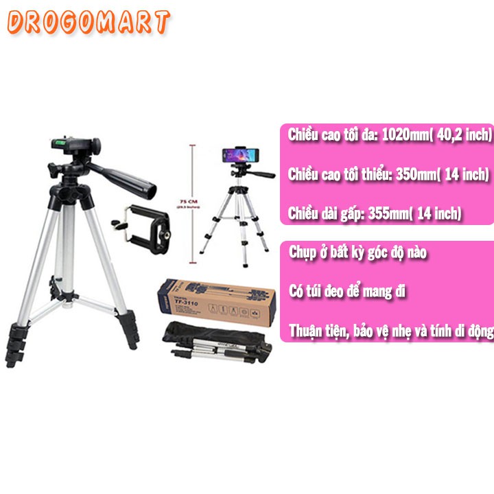 ( FREESHIP 99K ) Bộ Tripod TF-3110 Chân chụp hình máy ảnh, điện thoại Tặng remote chụp ảnh + đầu kẹp