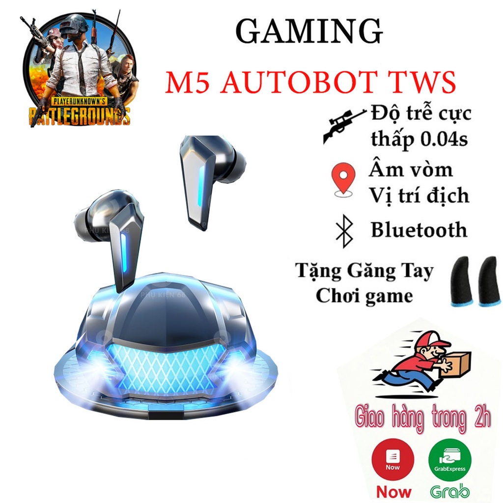 Tai nghe bluetooth Gaming M5 Autobot TWS 5.2 Tai nghe không dây bass mạnh mẽ có mic , độ trễ cực thấp,âm thanh đỉnh cao
