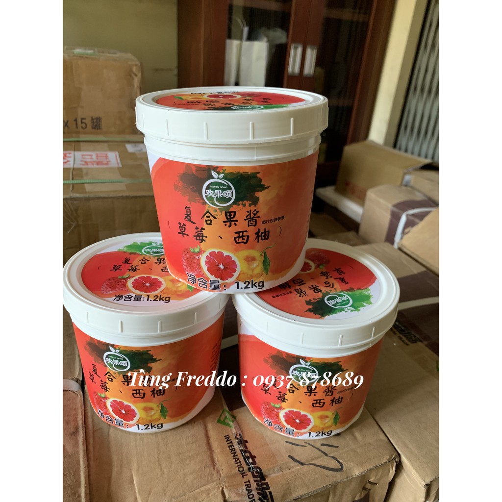 Sauce/ Sốt Cam Đào Dâu Tây 1.2kg - Làm Trà Hoa Quả Chuẩn Ngon