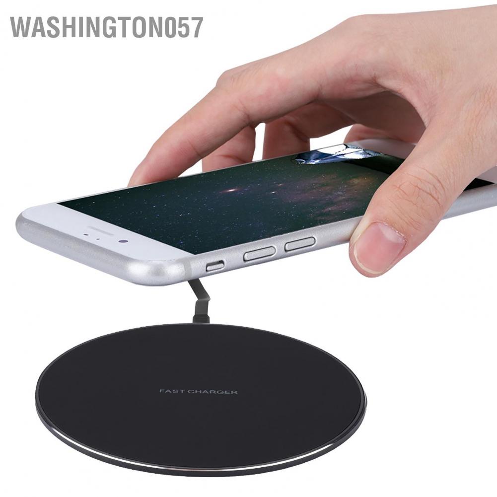 Washington057 10W/7.5W QI Portable Metal Round Wireless Mobile Phone Charging Pad Fast Charger Dock