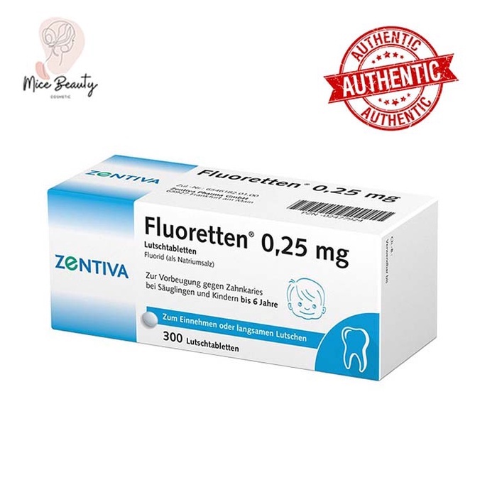 Viên Ngậm Chắc Răng , Ngừa Sâu Răng Cho Bé Zentiva Fluoretten 0,25mg Hộp 300 viên Nội Địa Đức