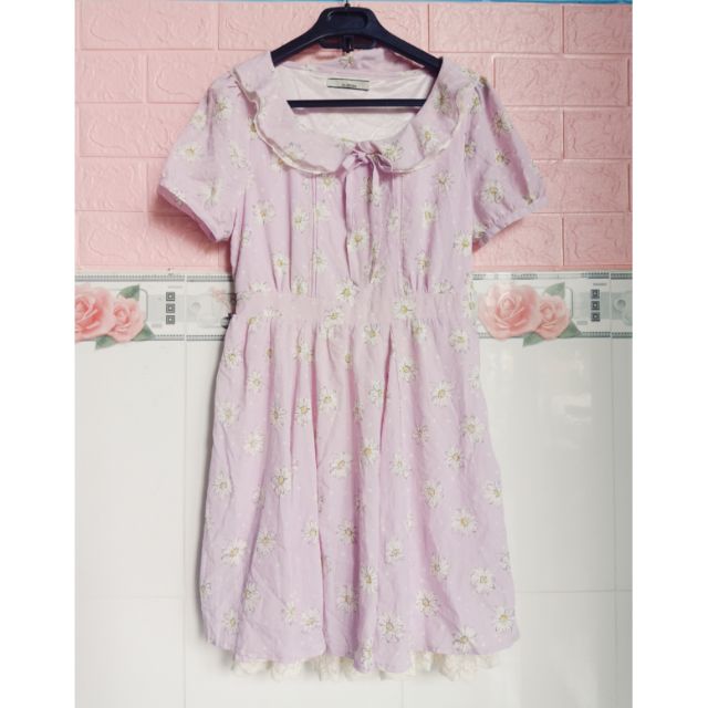 Đầm voan xòe màu tím nhạt hoa cúc 🌼 hót hít hàng secondhand rất đẹp size S M