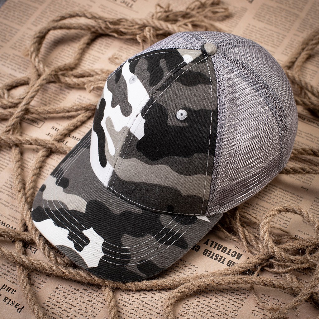 Nón Kết/Mũ Lưỡi Trai Phối Lưới Camo Unisex Non0607, Kết Cấu Đơn Giản, Màu Sắc Đa Dạng, Kiểu Dáng Năng Động.