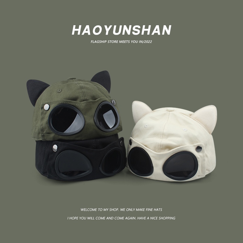 Mũ Bóng Chày Hình Tai Mèo Dễ Thương Phong Cách Hip-Hop Đường Phố Hàn Quốc Bảo Vệ Đầu Chống Mài Mòn Cho Nam Và Nữ