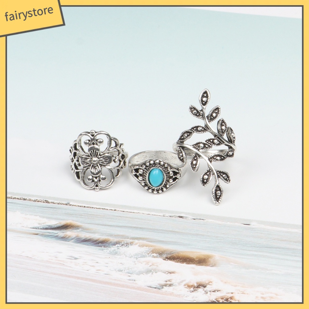 Bộ 10 Nhẫn Đeo Tay Phong Cách Retro Xinh Xắn