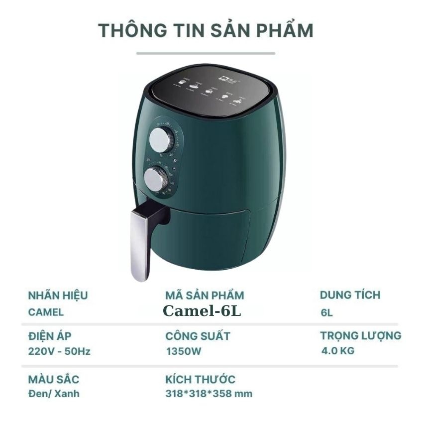 Nồi chiên không dầu dung tích 7 lít CAMEL