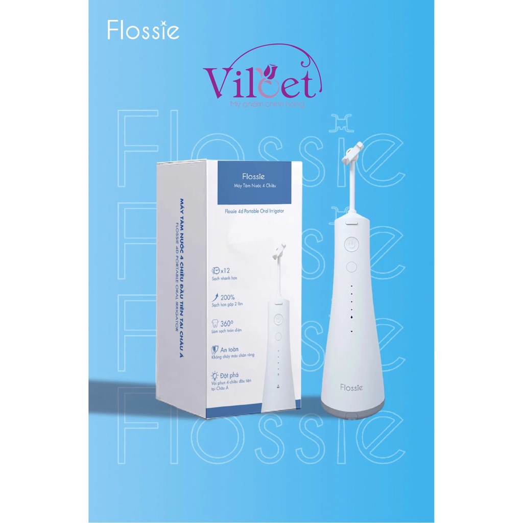 Máy tăm nước hai chiều Flossie Đức chính hãng, đầu phun xoay 360 độ - Shop Viloet