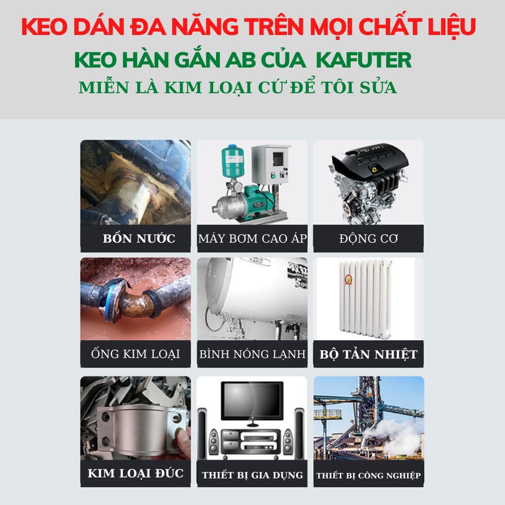 Bộ 2 tuýp kem hàn gắn AB siêu chắc, dán đa năng trên mọi vật dụng trọng lượng 100gr.