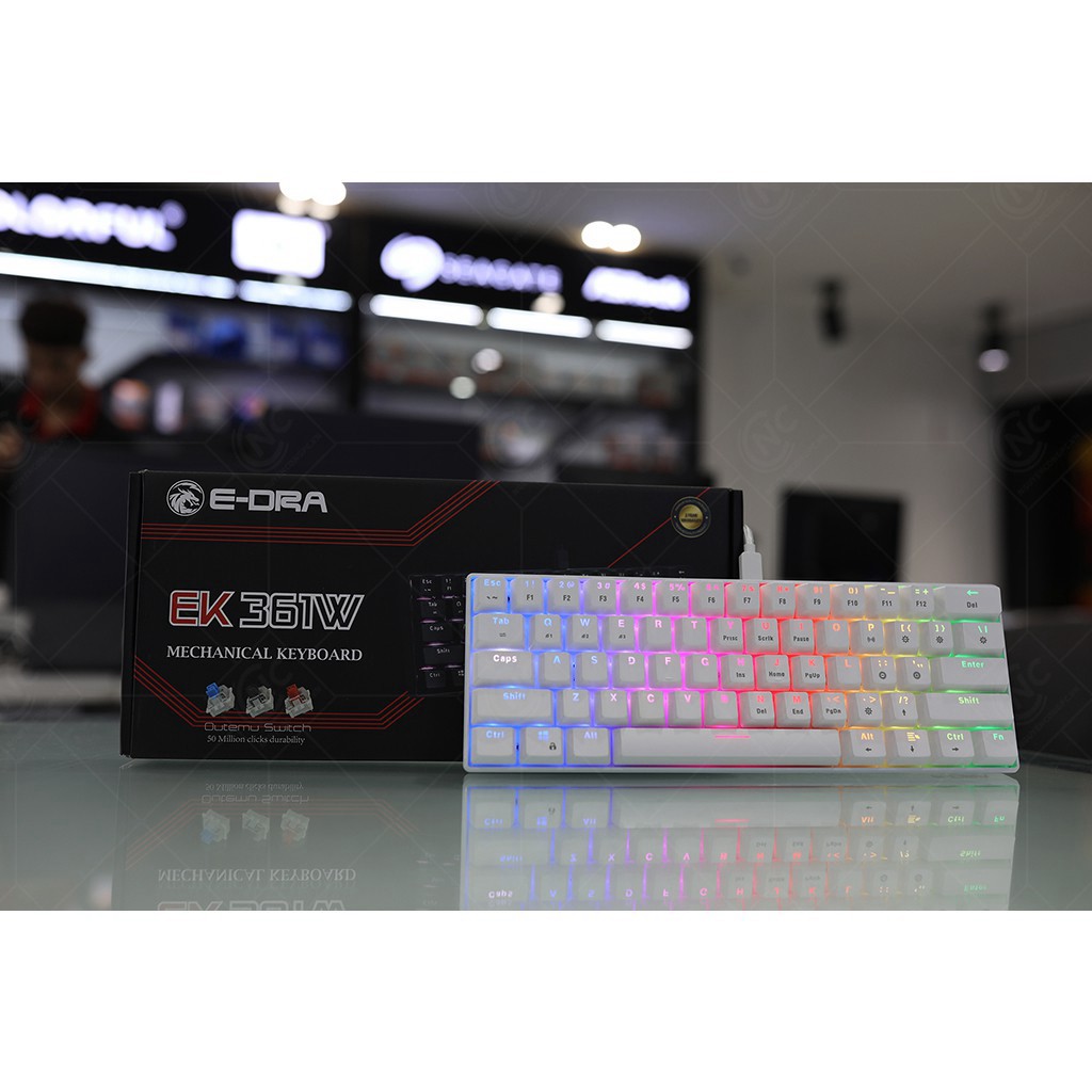 [Hàng Chính Hãng] Bàn Phím Cơ Bluetooth E-DRA EK361W Màu Trắng,Bàn Phím Gaming Bluetooth E-DRA EK361W Trắng- Bh 24 tháng