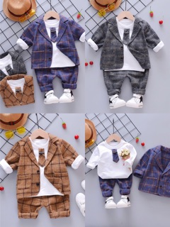 BỘ VEST CAO CẤP DẠ KẺ CHO BÉ (hình thật)