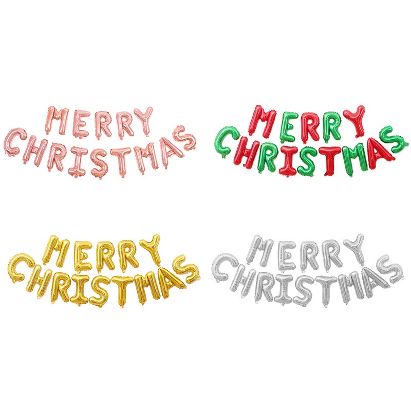 Bong bóng lá nhôm 16 inch hình chữ MERRY CHRISTMAS trang trí tiệc Giáng Sinh và năm mới