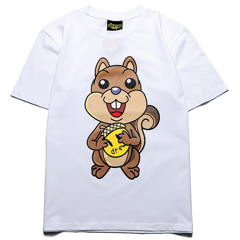 Áo Phông DREW Form Rộng Basic, Áo Thun Tay Lỡ Nam Nữ Unisex Chất Liệu Cotton Họa Tiết Con Sóc