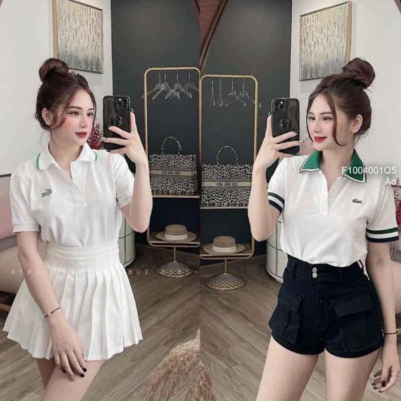 Áo thun cá sấu cổ bẻ phối viền tay ngắn hàng Quảng Châu 1004