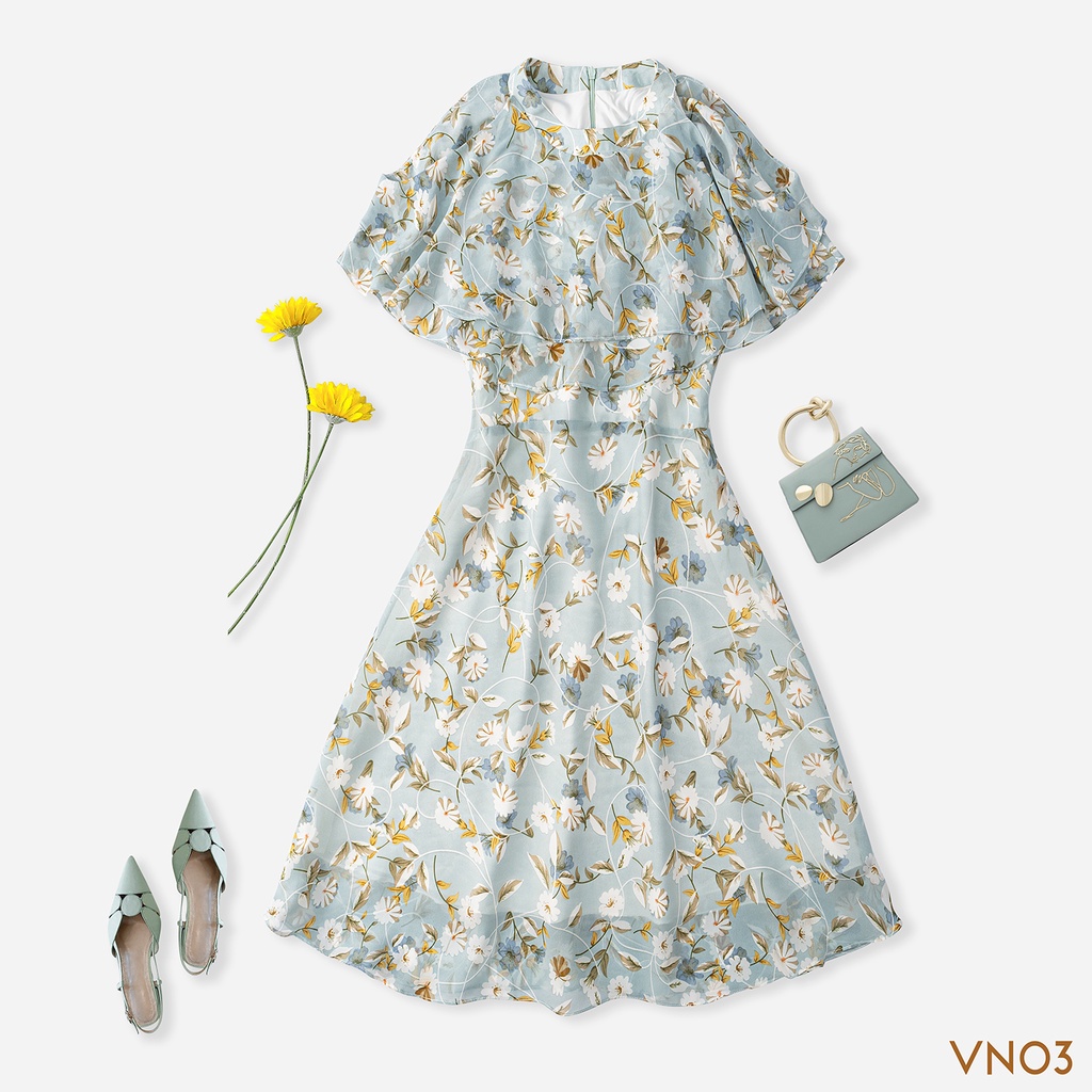 Váy Nữ Hoa Nhí Thiết Kế Cổ V Chất Đũi Tơ Nhẹ Nhàng Sang Trọng NORICK | BigBuy360 - bigbuy360.vn