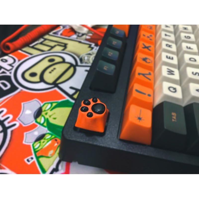 Keycap chân mèo trang trí bàn phím cơ gaming.