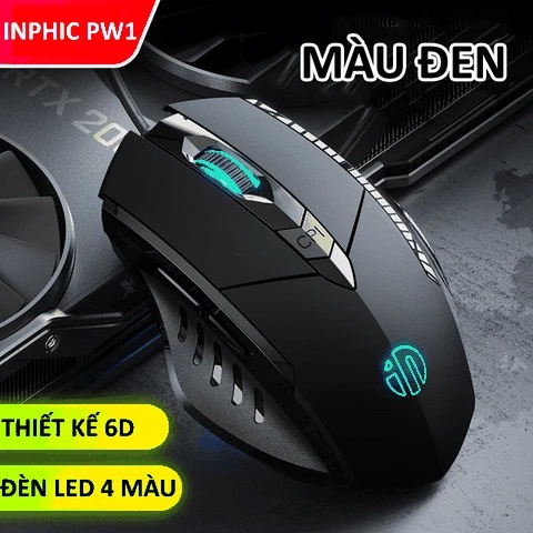 Chuột gaming máy tính có dây chống ồn silent click INPHIC PW1 đèn led 4 màu dành cho game thủ, văn phòng,... - VL