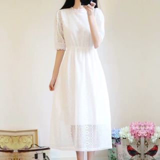 Váy trắng ren dài hàng oder