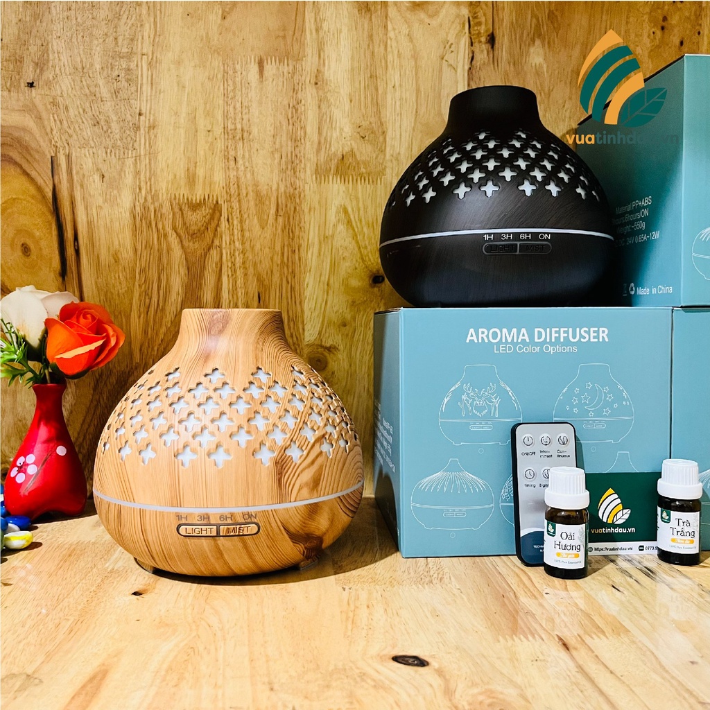 Máy khuếch tán tinh dầu thơm phòng Aroma Diffuser 550ml [NHIỀU MẪU] máy tinh dầu xông phòng khuếch tán bay cao thơm lâu