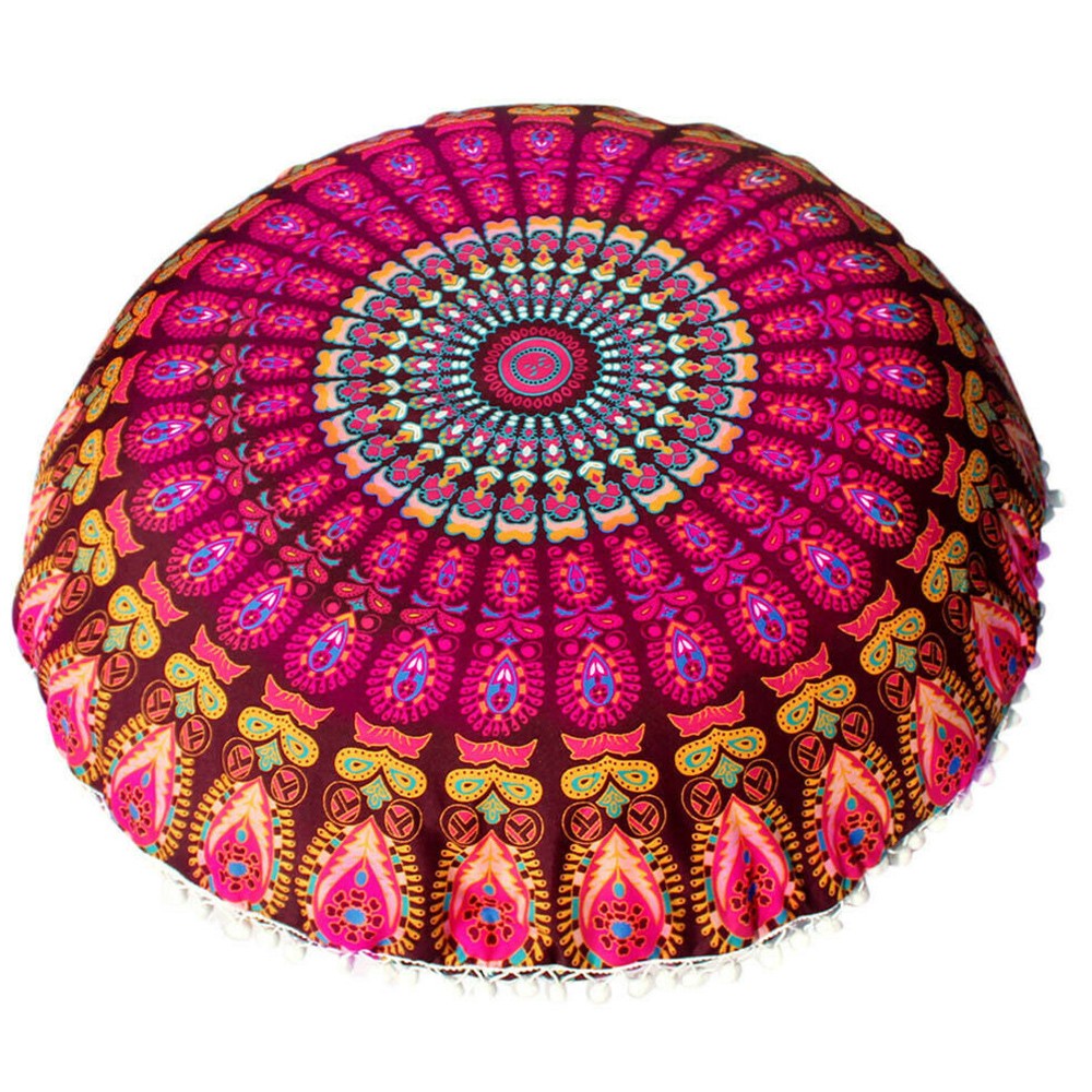 Pophouse Large Mandala Floor Pillows Round Bohemian Meditation Home Cushion Ottoman Pouf