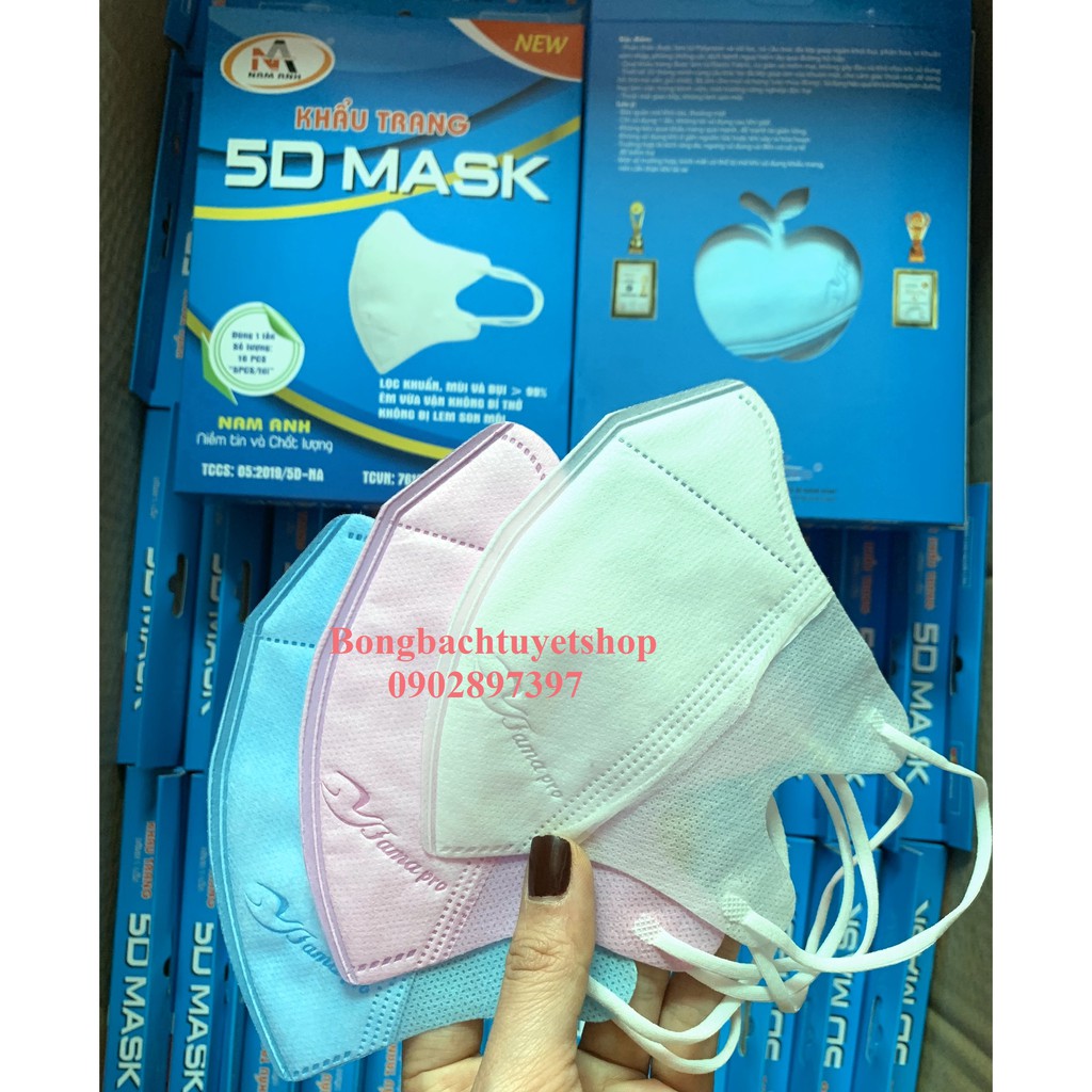 Khẩu trang 5D Famapro Nam Anh 10 cái/ hộp 3 lớp kháng khuẩn - Khẩu trang 3D mask Nam Anh