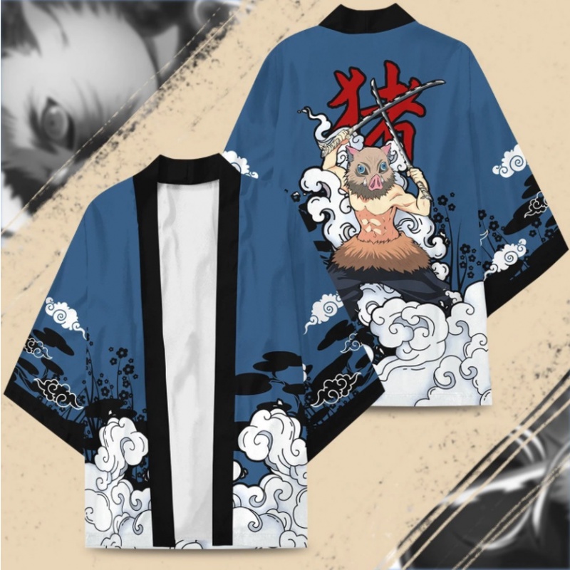 Áo Choàng Kimono Hóa Trang Nhân Vật Anime Demon Slayer Hashibira Inosuke Độc Đáo