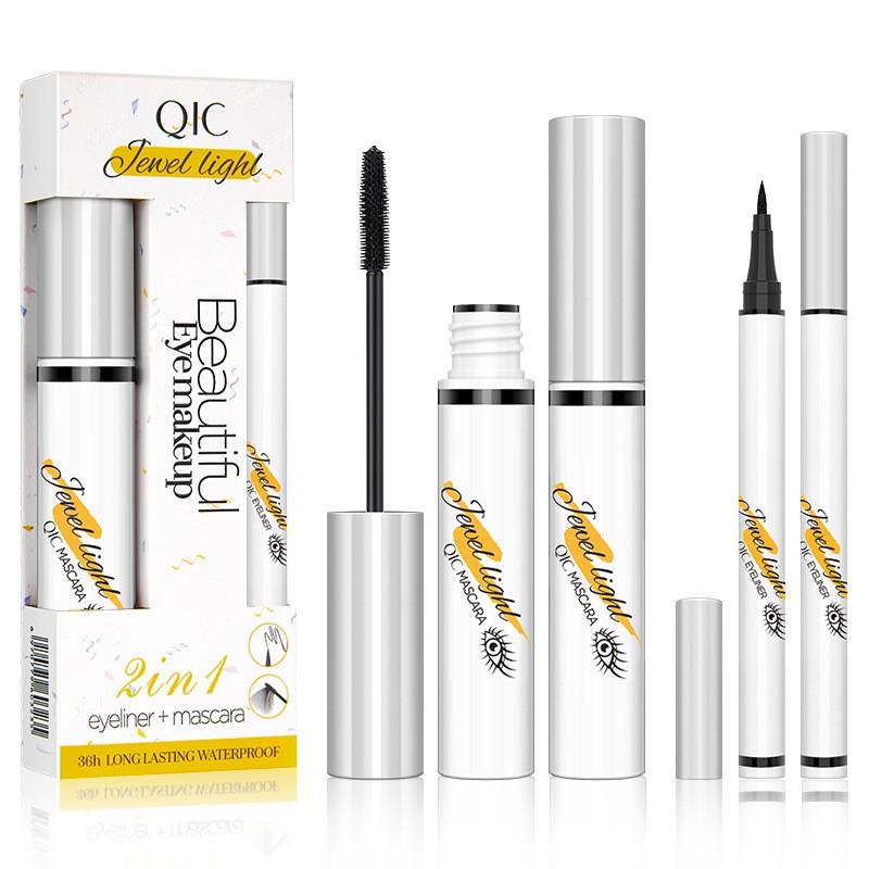 Set Mascara Và Bút Kẻ Mắt Qic 2 Trong 1 Chống Thấm Nước Cao Cấp Waterproof