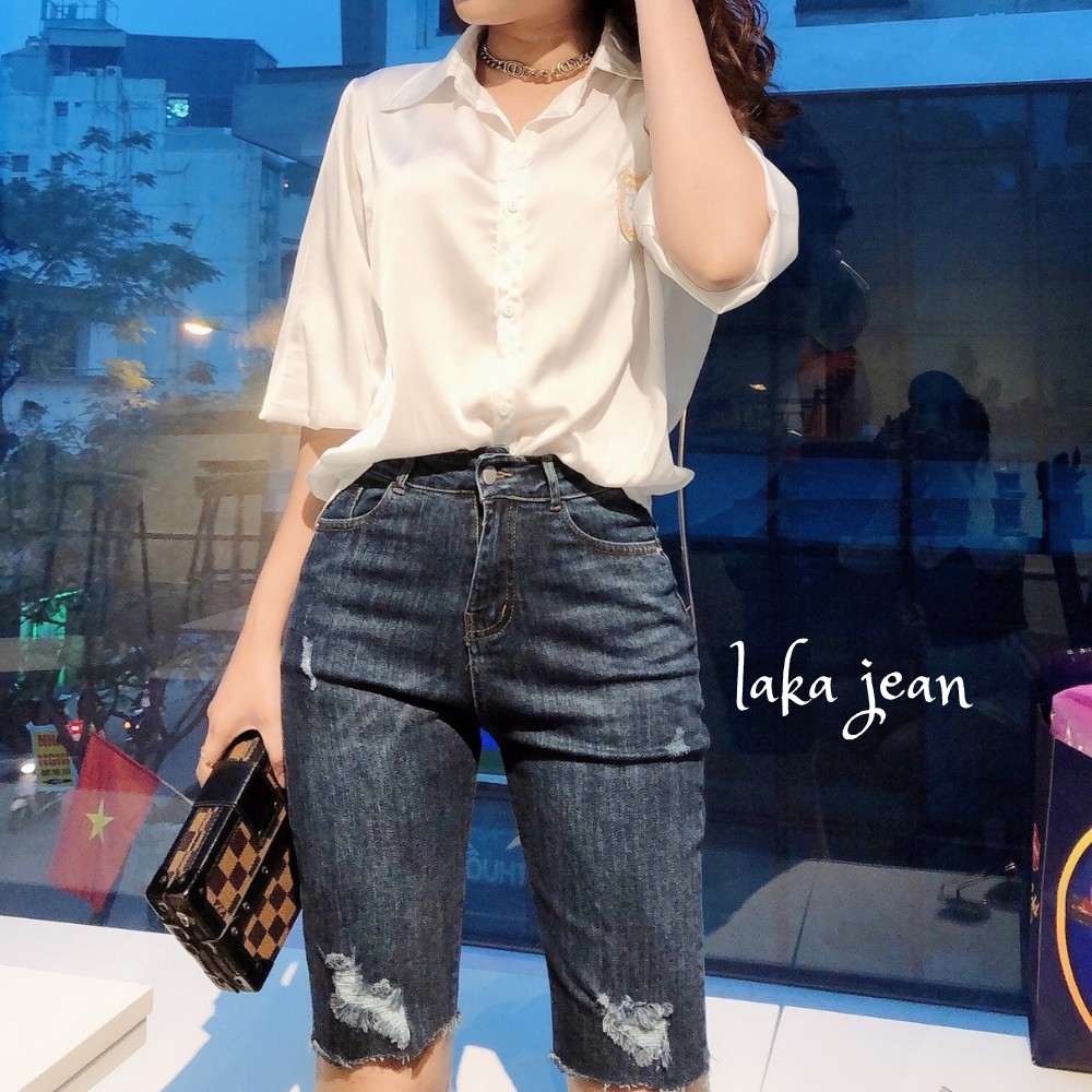 Quần jean nữ LAKA cực đẹp, dáng Ngố lửng co giãn 4 chiều [HÀNG LOẠI 1]