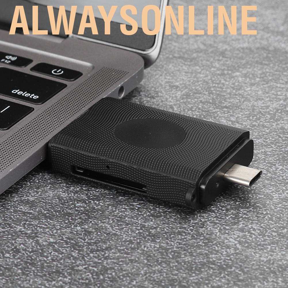 Alwaysonline 6 in 1 USB3.0 Type-C Memory Card Reader OTG Micro USB for Mobile Phone Laptop PC