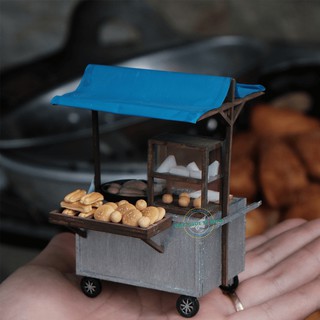 Mô hình gỗ tự lắp ráp DIY- Thế Giới Tí Hon- Hàng Rong- XE BÁNH BÒ BÁNH TIÊU - HR07