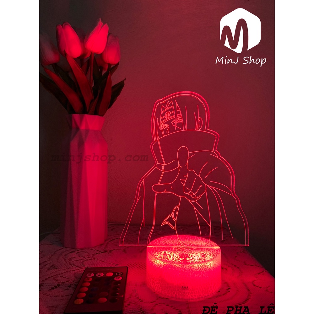Đèn Ngủ Mica 3D Uchiha Itachi | MinJ Shop | Đèn Ngủ 3D Led | 16 Màu + Remote