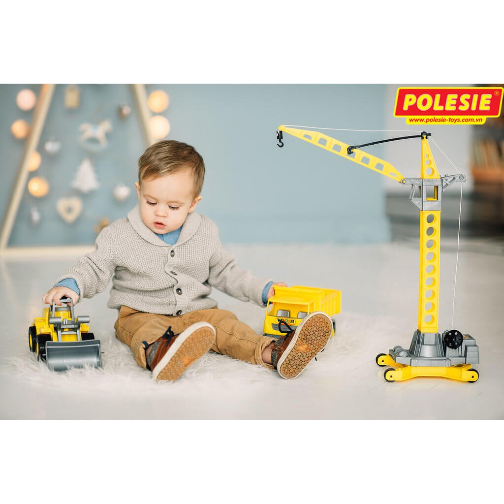 Cần Cẩu Tháp Số 2, 4 bánh, Polesie Toys, Màu Đỏ