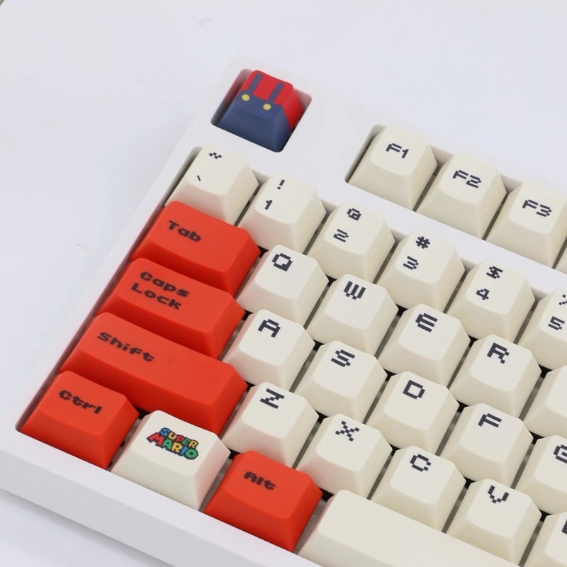 Set Keycap Thick Cherry Mario Đỏ 119 Phím PBT Dye_Sub