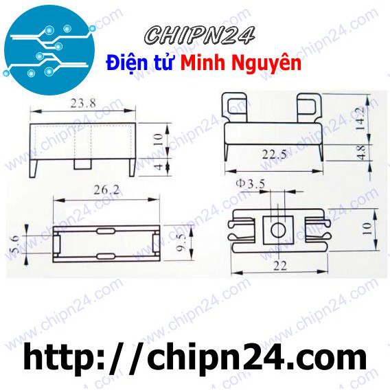 [3 CÁI] Đế Cầu Chì 5x20mm Trắng