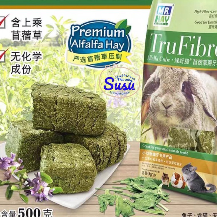 Bánh cỏ Alfalfa cao cấp Mrhay 500g dành cho thỏ bọ - MH24