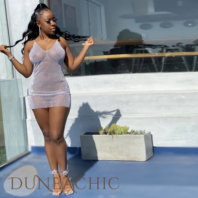 DUNEA Đầm nữ hai dây cổ chữ V khoét sâu quyến rũ