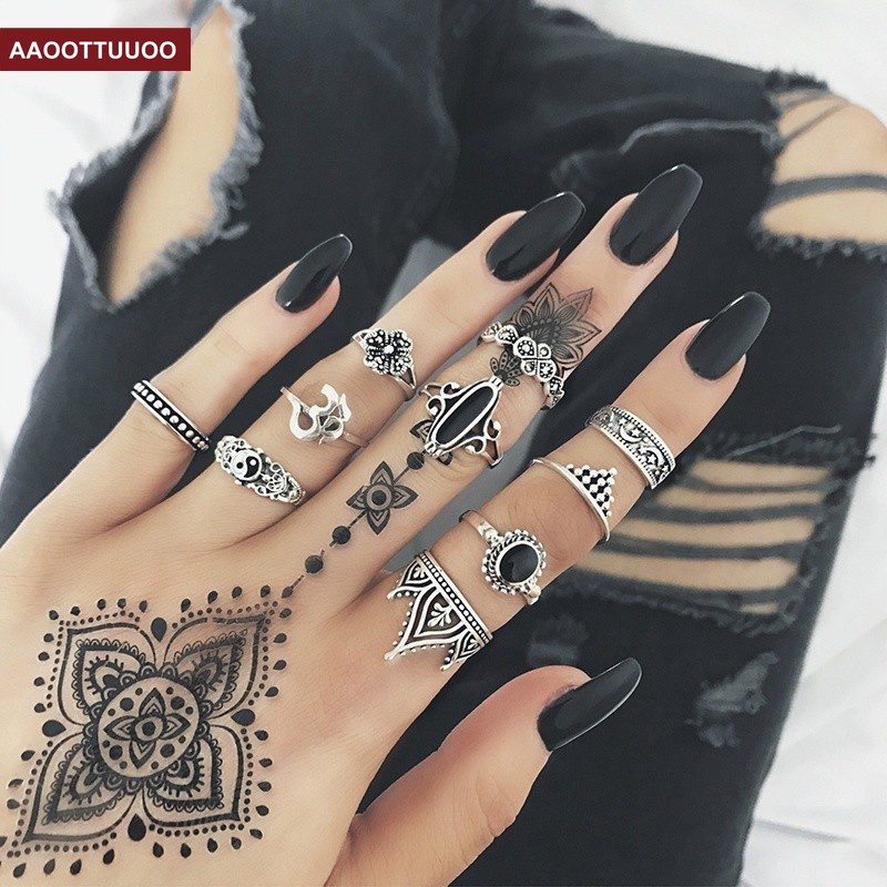 Set 10 Nhẫn Đốt Ngón Tay Phong Cách Boho