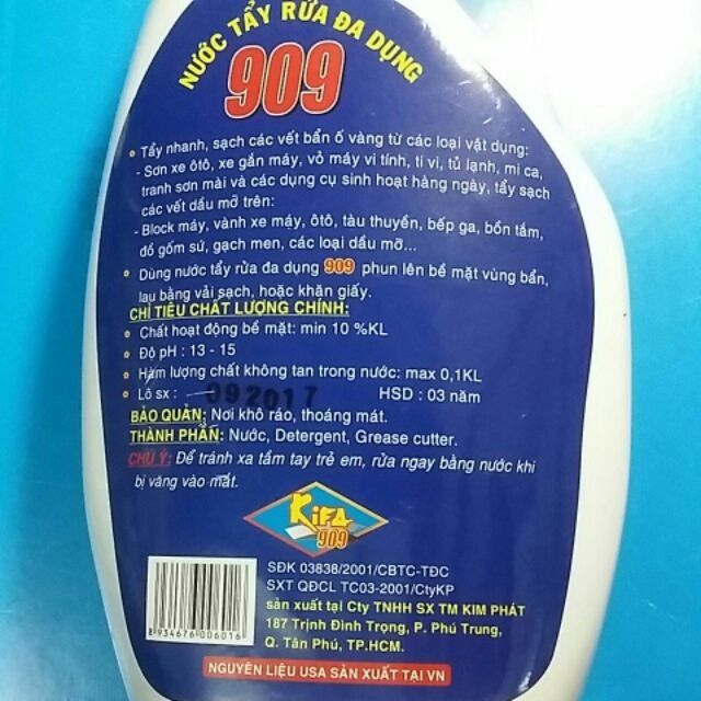 Nước tẩy đa dụng 909-600ml