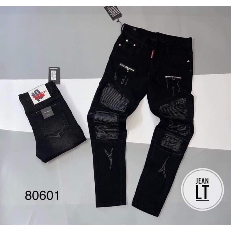 quần bò Amiri 2 khoá vá da, quần jean nam amiri vá da siêu chất | BigBuy360 - bigbuy360.vn